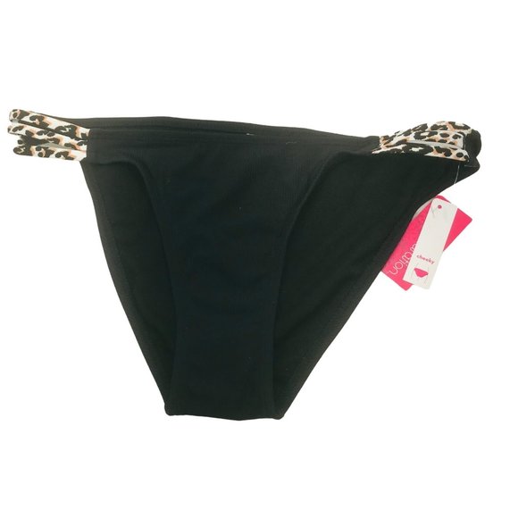 Xhilaration Women's Size Medium 4-6 Ribbed Strappy Cheeky Bikini Swim Bottom New - Picture 1 of 10